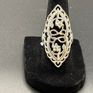 Silver Statement Ring, size 8, NEW, Filigree Ring, Boho, Trendy